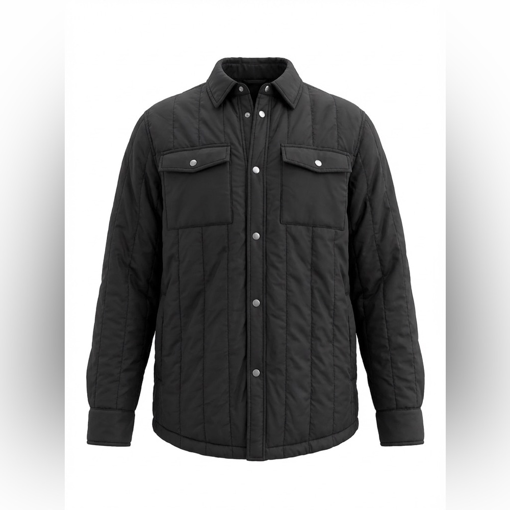 Zara Men's Black Quilted Shirt Jacket